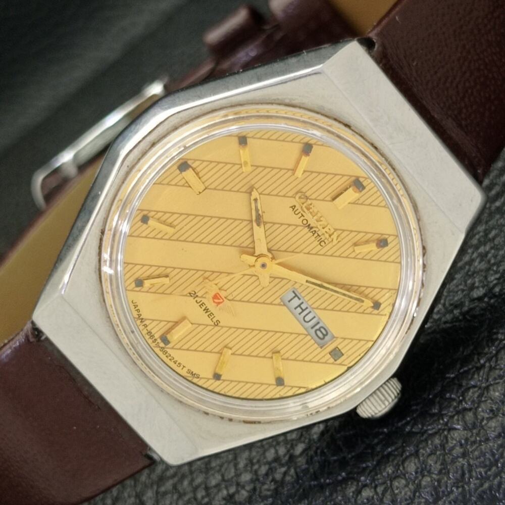 Vintage 1983 Citizen Automatic Womans Silver Watch W/daydate & Gold accents